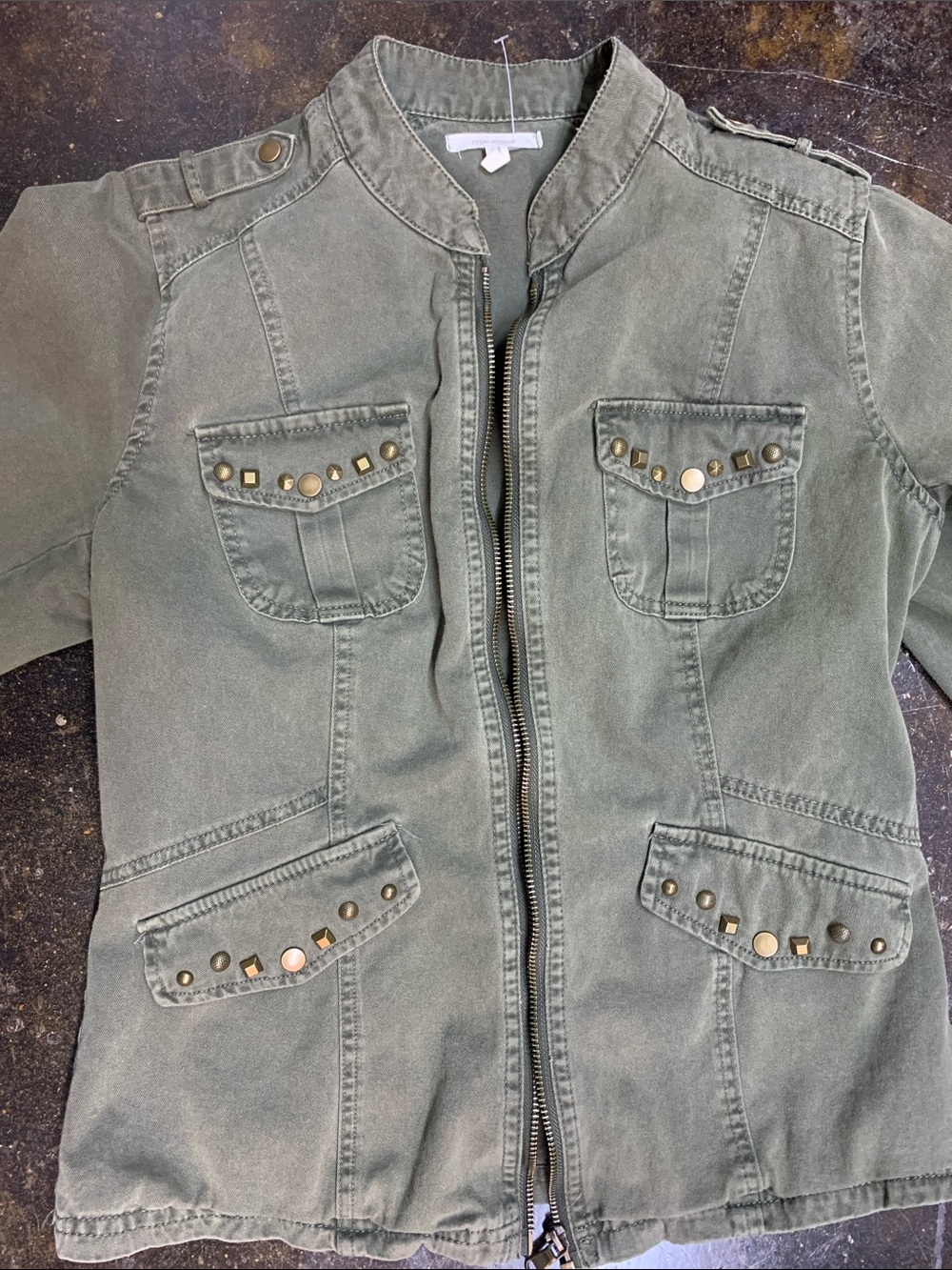 Maurices Olive Utility Jacket with Front Zipper